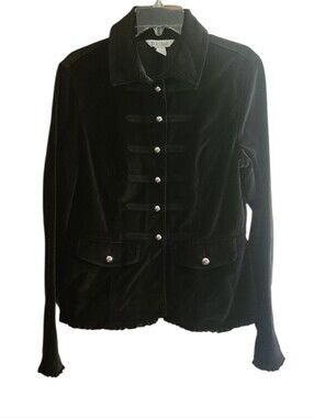 White House Black Market Black Velvet Military-Style Blazer